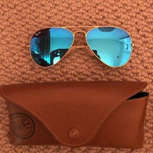 Rayban Blue reflective aviator sunglasses
